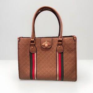 Diophy Queen Bee Taupe Handbag With Adjustable Crossbody Strap NWOT